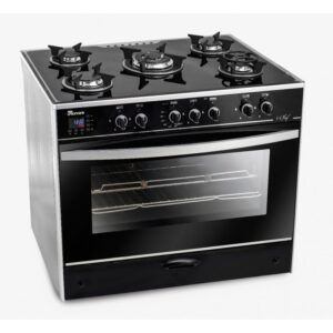 UNIONAIR COOKER ICHEF SMART 90*60 CM 5 BURNERS GLASS TOP WITH FAN SAFETY ALUMINIUM DIGITAL TOUCH CONTROL: C6090GS-AC-383-IDSH-S