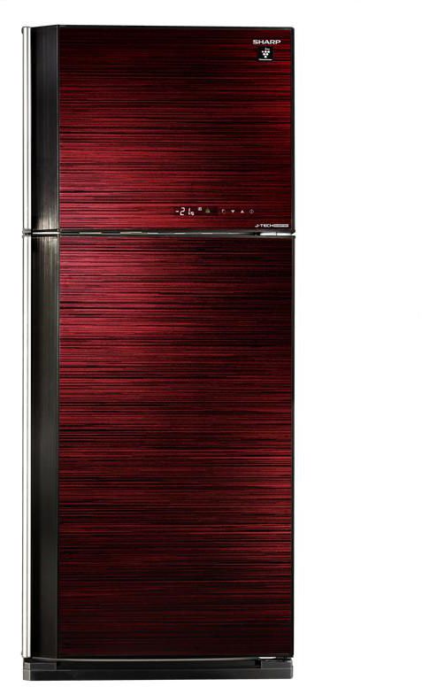 ثلاجة شارب انفرتر ديجيتال نوفروست سعة 450 لتر ، 2 باب زجاجي لون أحمر مزودة بتكنولوجيا البلازما كلاستر SJ-GV58A(RD)