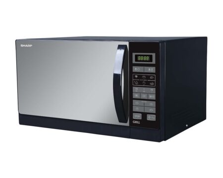 ميكرويف شارب سعة 25 لتر قدرة 900 وات لون أسود مزود بـ 8 قوائم للطهي و شواية R-750MR(K)
