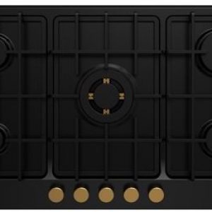 Fresh HAFR90CMBC1/BR Stainless Steel Built-in Hob, 5 Gas Burners, 60 x 90 cm – Black and Gold