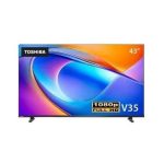 شاشة توشيبا بدون إطار 43 بوصة سمارت ال اي دي بريسيفر داخلى FHD مع جهاز تحكم صوتي عن بعد TV 43V35RP